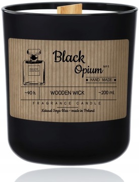 Black Opium - Соевая ароматическая свеча - Свеча в черном стекле в подарок