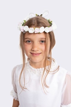 Wianek komunijny z pastelowymi różyczkami