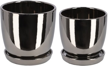 ZESTAW 2-DONICZKI OSŁONKI CERAMICZNE Z PODSTAWKĄ