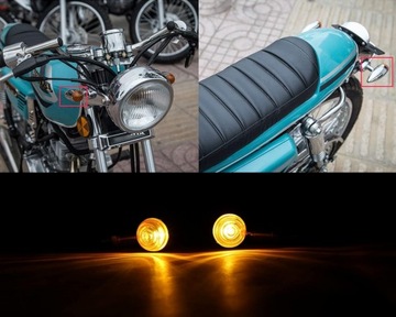 2x указателя поворота, хромированная пуля, ретро, ​​12 В, универсальная