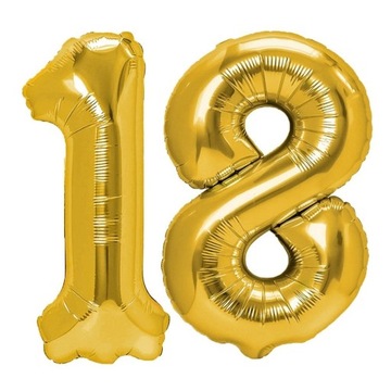 BALONY FOLIOWE 18 ZŁOTE osiemnaste urodziny 100cm
