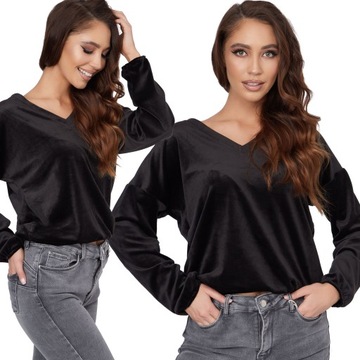 032_ XXL/44 _WELUROWA BLUZKA ,BLUZA W SEREK