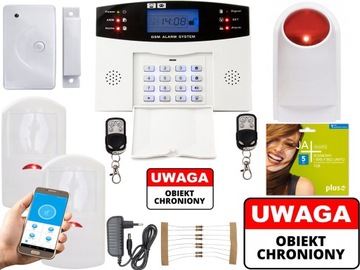 BEZPRZEWODOWY ALARM LCD GSM APP SYRENY POLSKI