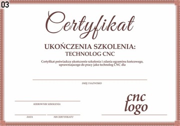 Certyfikat dla firm - druk od 1 szt.