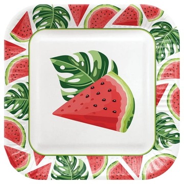 Talerzyki papierowe kwadratowe Tasty Watermelons 23cm, 8szt., PAW