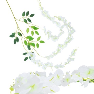 WISTERIA WISZĄCA SZTUCZNA GLICYNIA ZWIS KWIATY SZTUCZNE LIŚĆ XXL 105cm