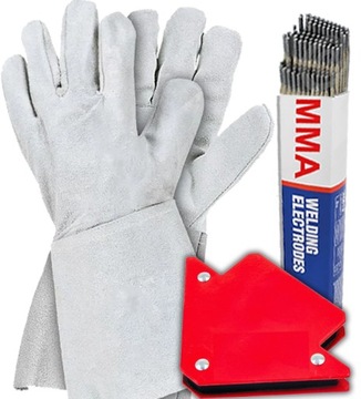 ZESTAW SPAWALNICZY RĘKAWICE KĄTOWNIK MAGNETYCZNY ELEKTRODY MMA 2,5MM