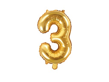 Balon Cyfra 3 Złota - 35 cm