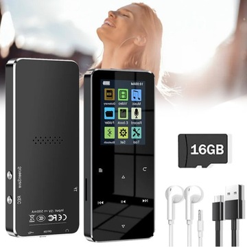 ODTWARZACZ MP4 MP3 16GB BLUETOOTH 5.0 HIFI RADIO, KSIĄŻKI ELEKTRONICZNEJ