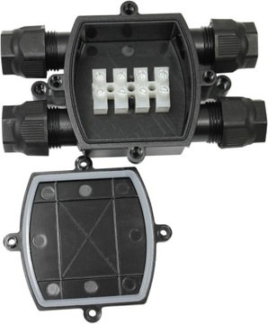КОРОБКА ДЛЯ ПОВЕРХНОСТНОГО МОНТАЖА 4 Втулки ЧЕРНЫЕ 1,0–2,5 мм2
