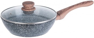 PATELNIA WOK marmurkowa granitowa POKRYWKA 28cm