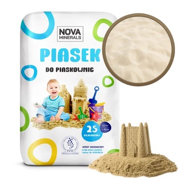 PIASEK DO PIASKOWNIC ATEST PZH BEZPIECZNY DZIECI DELIKATNY PLASTYCZNY 25kg