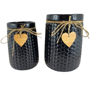 КЕРАМИЧЕСКАЯ ВАЗА ЧЕРНЫЕ ТОЧКИ СЕРДЦЕ 12 × 17,5