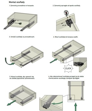 Мебельная направляющая, полное выдвижение, push-open, регулировка 3D, 400 мм - CB80TS AMIX