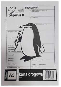 Karta Drogowa Czas Pracy Kierowcy A5 dwustronny
