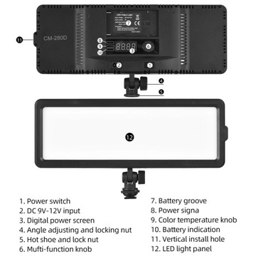 CM-280D Światło wypełniające LED 16W do fotografii / 3200K-5600K