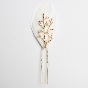 Лот из 3 потрясающих заколок для волос с перьями и жемчугом, свадебных аксессуаров.