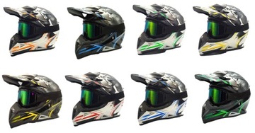 ШЛЕМ CROSS ДЛЯ МОТОЦИКЛА CROSS ENDURO QUAD ATV + ПЕРЧАТКИ + КОМПЛЕКТ ОЧКОВ