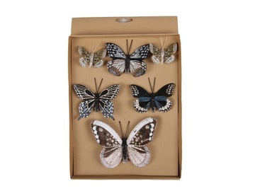 Mix motylków MOTYLE spinacz czerń brąz złoto 6szt