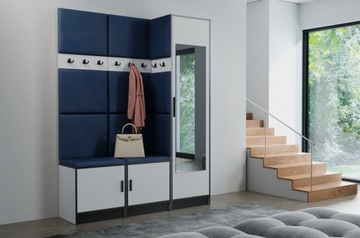 Garderoba BILL 1D siedzisko panele tapicerowane szafa lustro