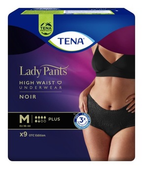 Tena Lady Pants Noir Plus Bielizna chłonna dla kobiet, kolor czarny M 9 szt