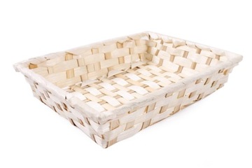 PROSTOKĄTNY KOSZYK BAMBUSOWY NA STÓŁ PIECZYWO OWOCE PREZENTOWY 28x21x6 cm