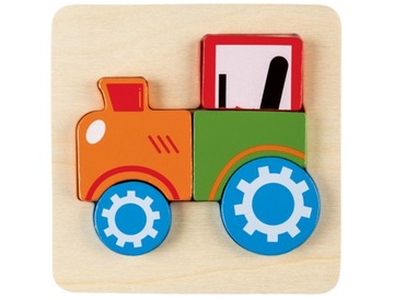 DREWNIANE PUZZLE TRAKTOR PLAYTIVE DLA DZIECI 12m