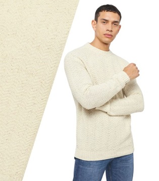 Мужской свитер Mustang EMIL C HERINGBONE ecru OVERSIZE, размер L