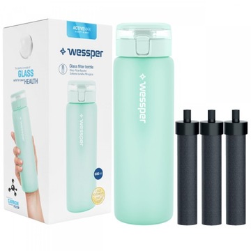 Butelka filtrująca Wessper ActiveMax Clarti 0,68l miętowa + 3x Filtr