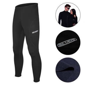 LEGGINSY ROWEROWE DAMSKIE S TERMOAKTYWNE OCIEPLANE Z MESZKIE JONAMI SREBRA