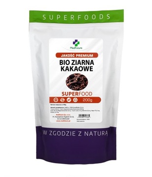 ZIARNA KAKAOWCA kruszone BIO kakao 200g PERU