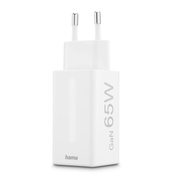 Сетевое зарядное устройство Mega fast Hama GaN 65 Вт PD/QC, 2 выхода USB-C, 1 выход USB-A