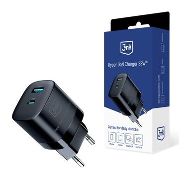 Czarna Ładowarka sieciowa 33W USB-A/C - 3mk Hyper GaN Charger