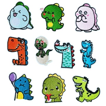 DINOZAUR TERMO NASZYWKI HAFTOWANE 6x5cm MIX 10 SZT