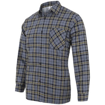 Robocza koszula Flanelowa w kratę z kieszonką, Promoefekt, 170g, szara XL