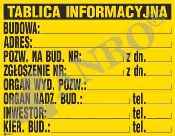 TABLICA INFORMACYJNA 700x900mm PCV