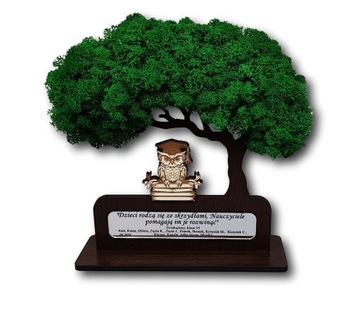 Drzewo bonsai mech 3D stojące zakończenie roku sowa książki dowol grawer