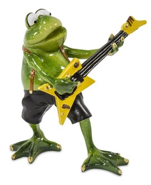 FIGURKA ŻABA GRAJĄCA NA GITARZE 16X15 CM