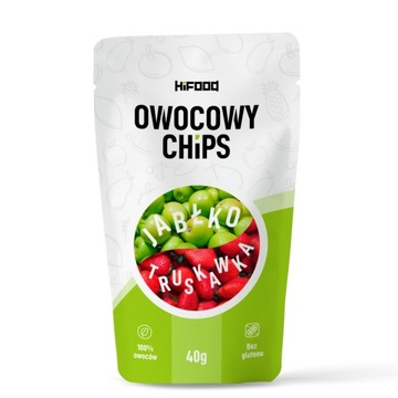 Truskawka - Jabłko Owoce Liofilizowane OWOCOWY CHIPS 40g HiFOOD PRZEKĄSKA