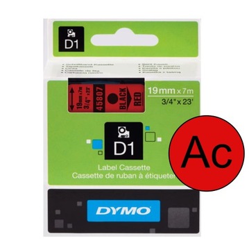 Лента для печати этикеток DYMO 9 мм, цвет печати/фона: черный/красный