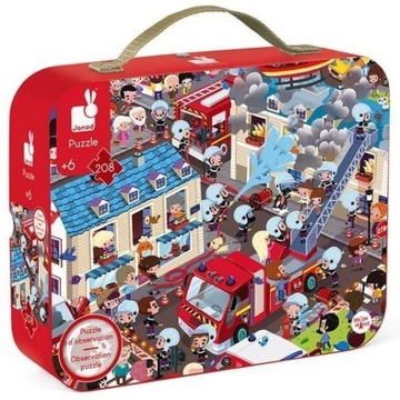 JANOD Puzzle obserwacyjne w walizce Straż Pożarna 208 el. 6+ okrągłe