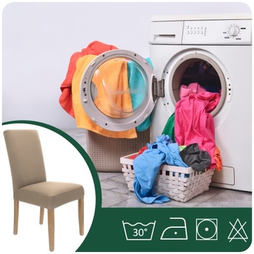 ZESTAW 6 SZT. POKROWCE POKROWIEC NA KRZESŁO BEŻOWY ELASTYCZNY UNIWERSALNY