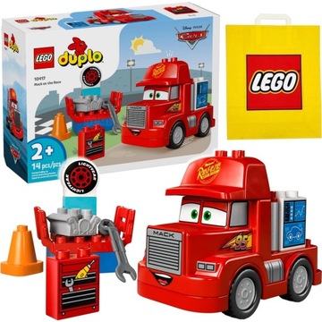 LEGO DUPLO CARS 10417 Maniek na wyścigu AUTA TIR + Torba na prezent LEGO