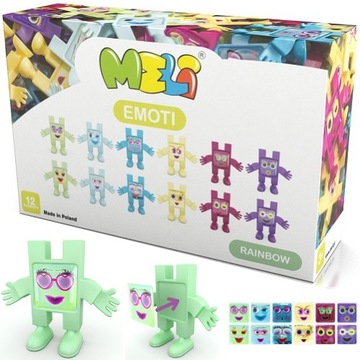 KLOCKI MELI FIGURKI EMOTI RAINBOW 12 sztuk