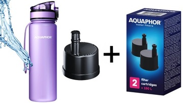 НАБОР ФИЛЬТРОВ ДЛЯ ВОДЫ АКВАФОР БУТЫЛКА ПУРПУРНЫЙ 0,5л +3x ФИЛЬТР ТВЕРДЫЙ