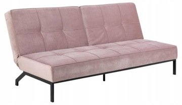Sofa rozkładana różowa nogi czarne 198x95 cm