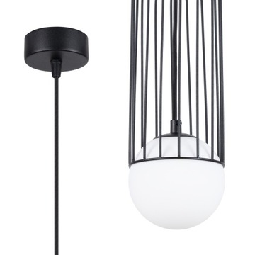 Lampa wisząca SINOPE 1 czarna sufitowy zwis nowoczesny kształt kula szkło