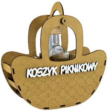 Koszyk Piknikowy Karafka z Kieliszkami Prezent na Urodziny Zawieszka Gratis