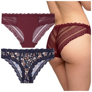 FIGI DAMSKIE 2PAK KORONKA LASEROWO CIĘTE MORAJ - L