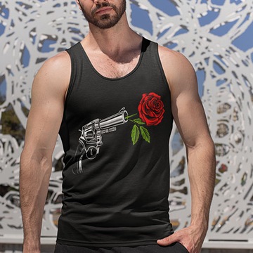 TANK TOP HORROR/ROCK REWOLWER Z RÓŻĄ